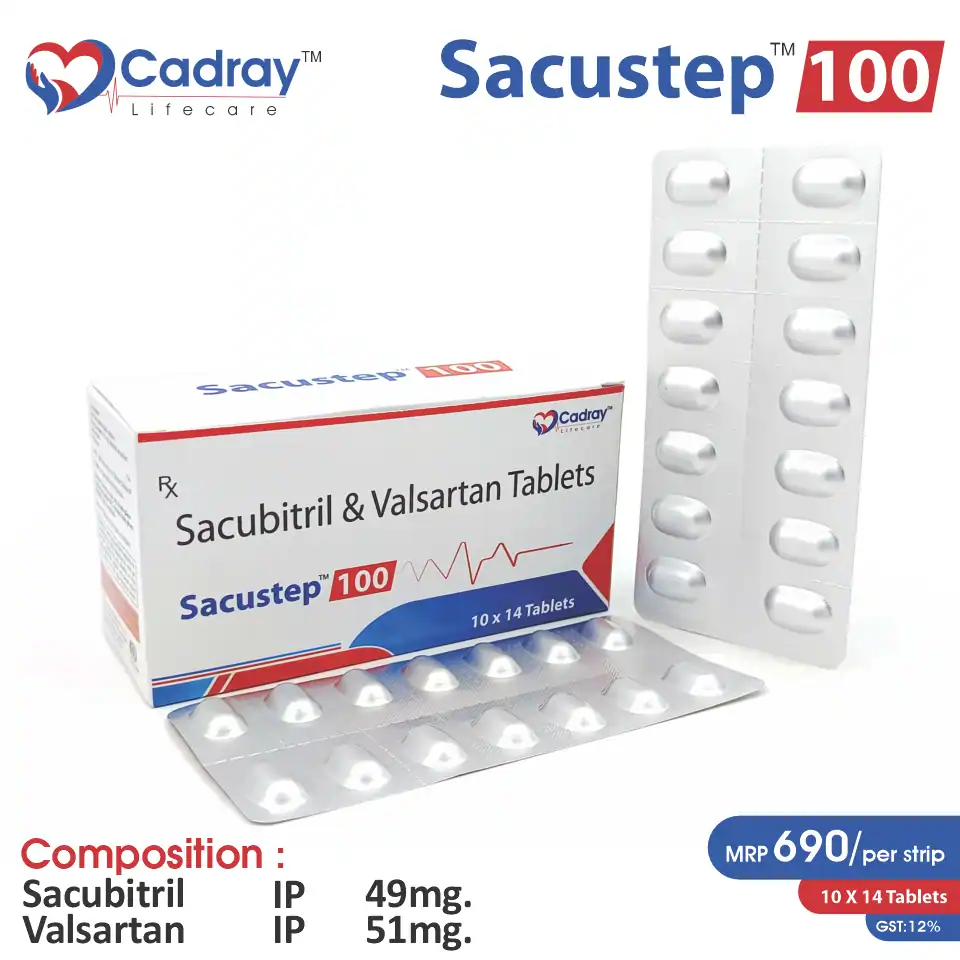 Sacubitril 49 mg + Valsartan 51 mg Tablet | Sacustep 100 in PCD Pharma Franchise